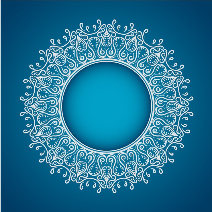 Vector Gratis mandala putih dengan latar belakang biru