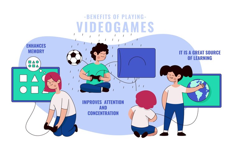 Vector Gratis manfaat bermain video game