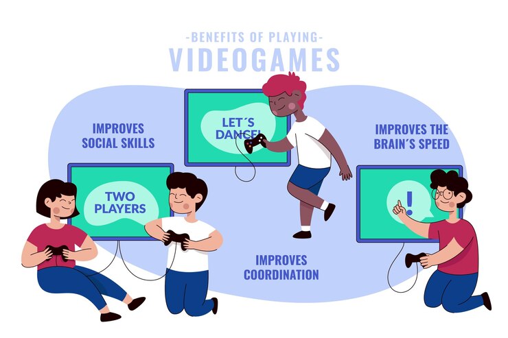Vector Gratis manfaat bermain video game