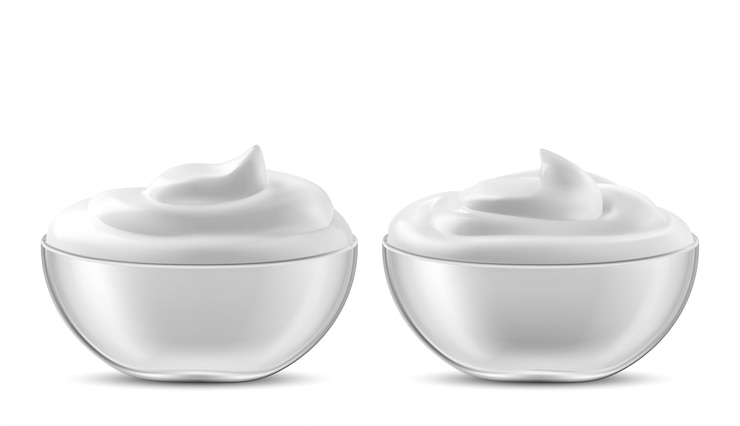 Vector Gratis mangkuk dengan saus, krim. mayones atau yogurt