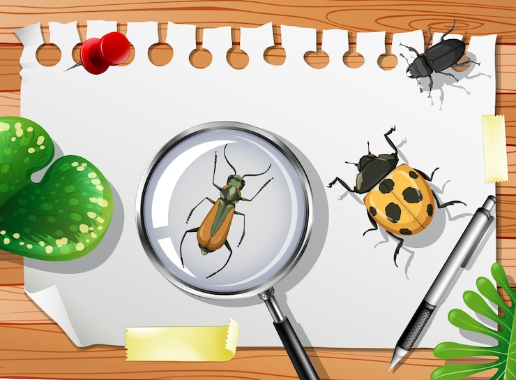 Vector Gratis many different insects on the table close up