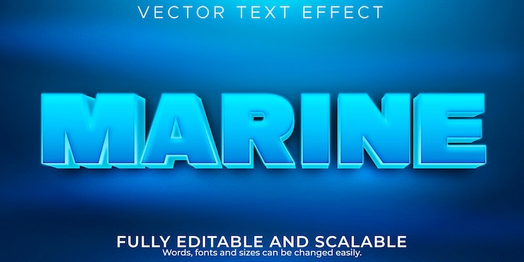 Vector Gratis marine blue text effect, editable sea and water text style