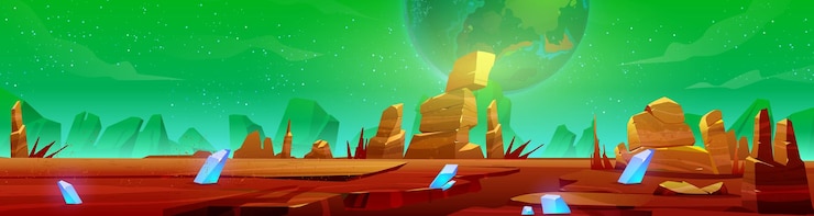 Vector Gratis mars landscape alien planet background red desert