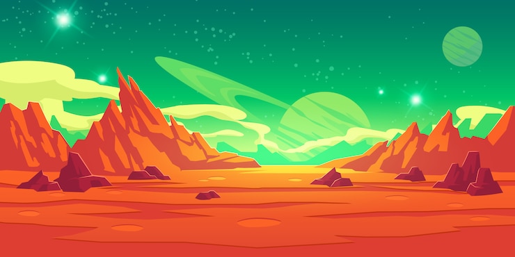 Vector Gratis mars landscape, alien planet, martian background