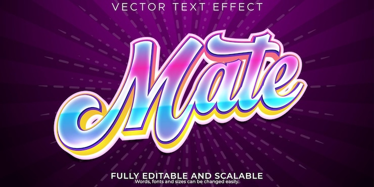 Vector Gratis mate text effect editable cool modern font style