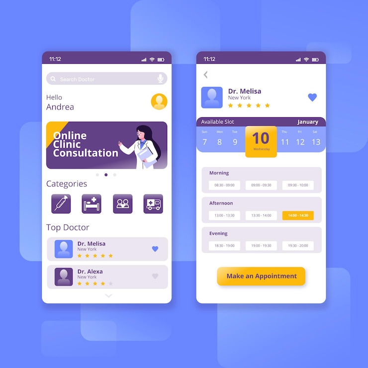 Vector Gratis medical booking application template
