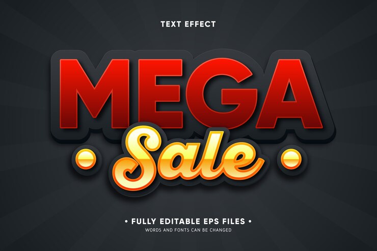 Vector Gratis mega sale text effect