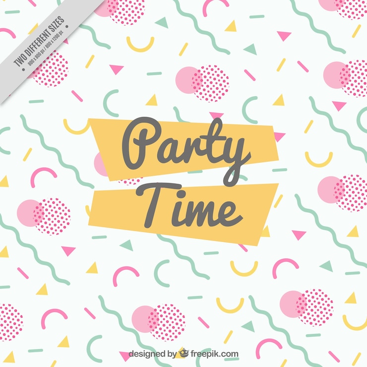 Vector Gratis memphis background with confetti