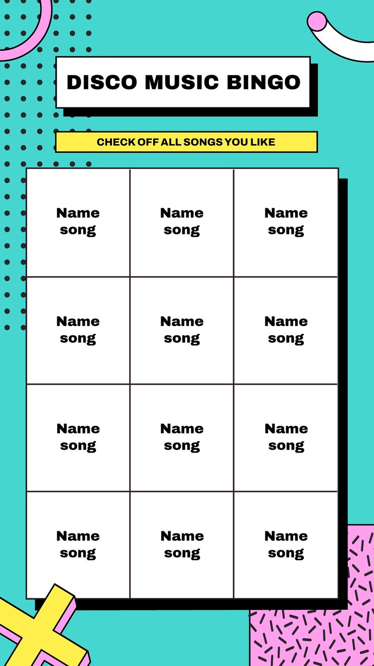 Vector Gratis memphis music bingo instagram story