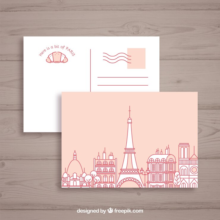 Vector Gratis menara eiffel di paris. kartu pos