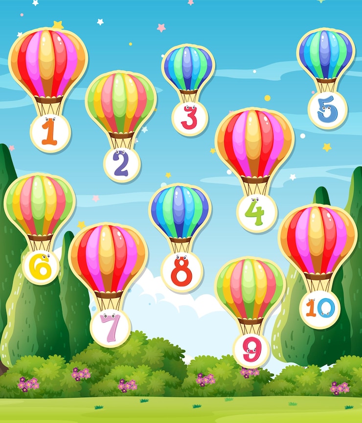 Vector Gratis menghitung angka 1 sampai 10 untuk anak-anak