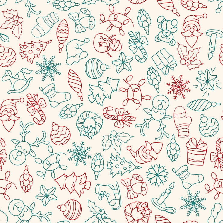 Vector Gratis merry christmas and happy new year seamless pattern with icons. 