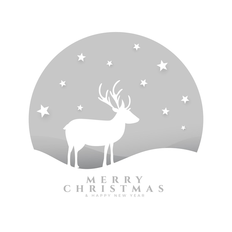 Vector Gratis merry christmas and new year eve greeting card with reindeer design vector