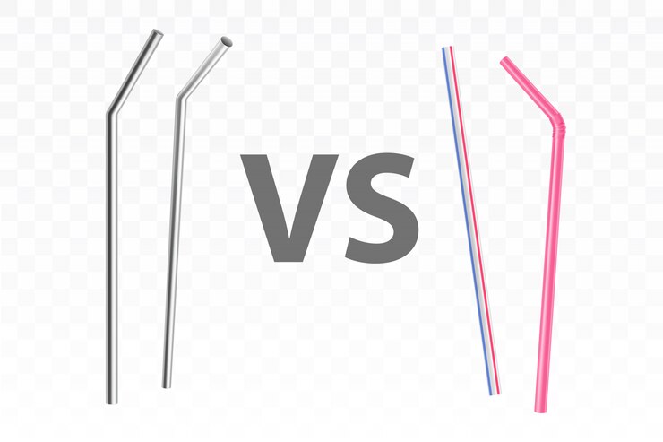Vector Gratis metal and plastic drinking straws realistic vector