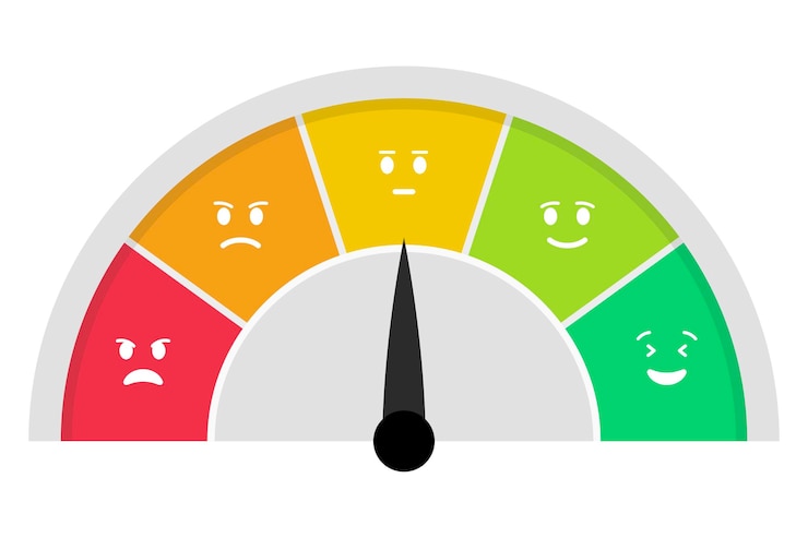 Vector Gratis meter kepuasan emoji datar