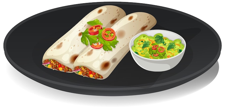 Vector Gratis mexican burritos with guacamole