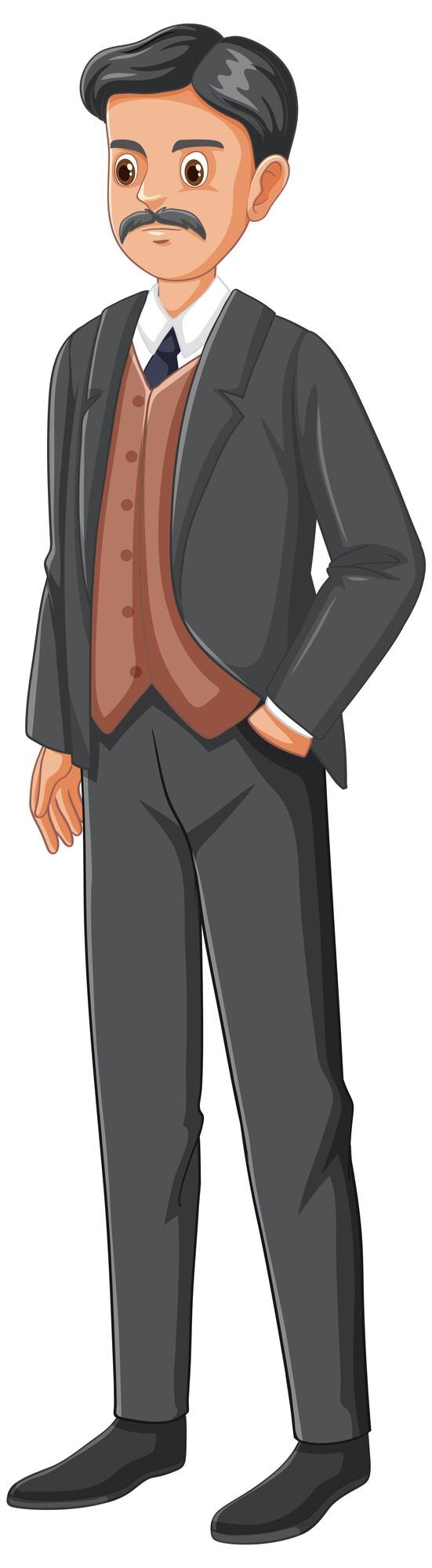 Vector Gratis middleaged man wearing suit cartoon character