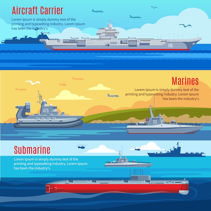 Vector Gratis military fleet horizontal banners
