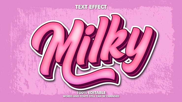 Vector Gratis milky sticker text effect editable pink retro text effect for brand