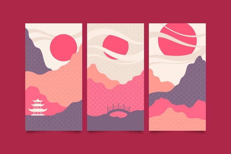 Vector Gratis minimalist japanese theme for cover collection