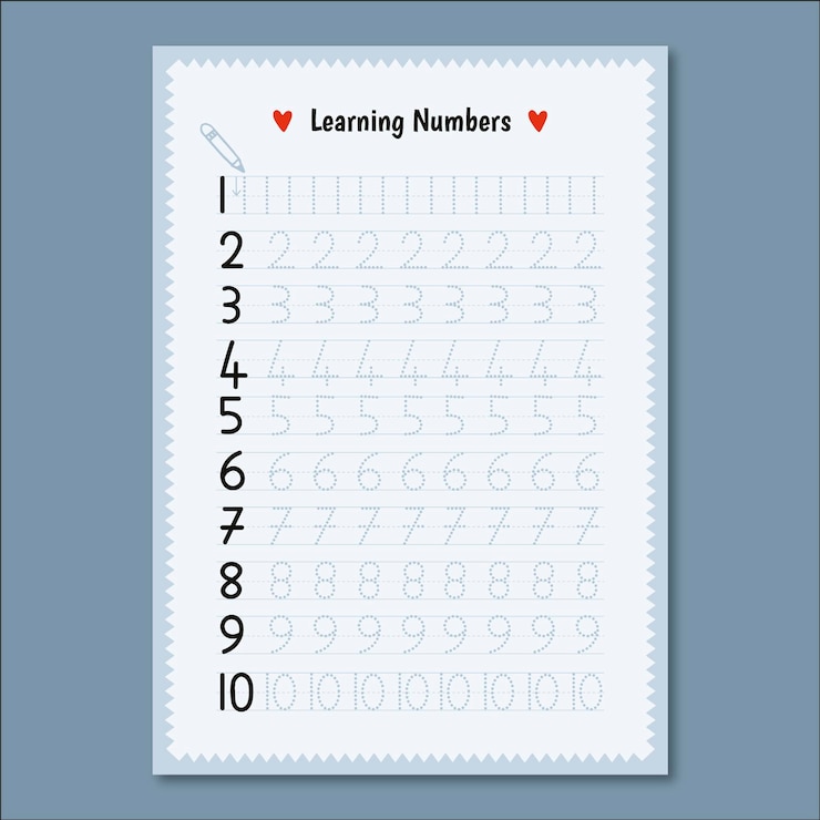 Vector Gratis minimalist number tracing template