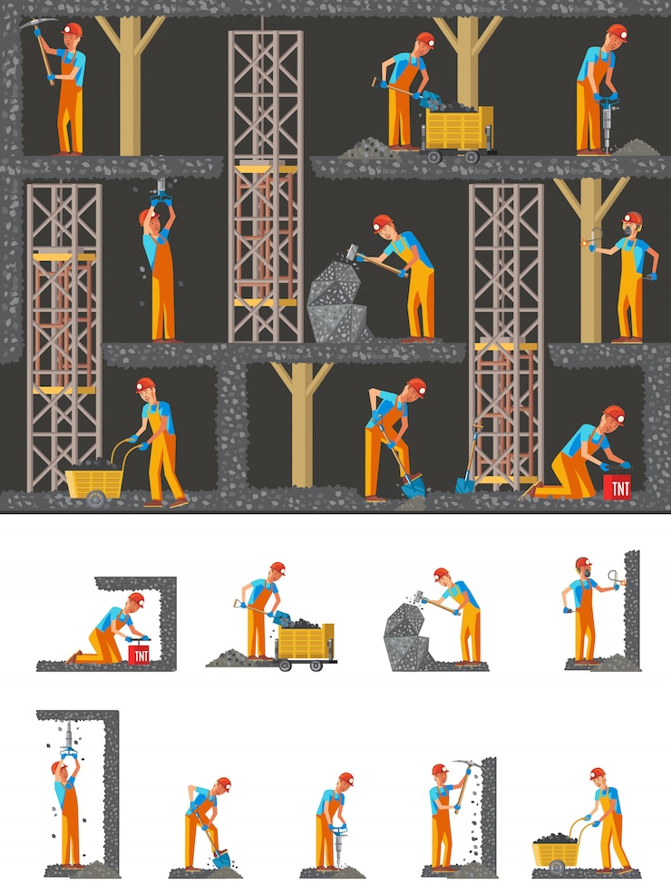 Vector Gratis mining industry flat composition