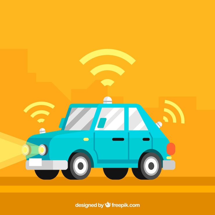 Vector Gratis mobil otonom futuristik dengan desain datar