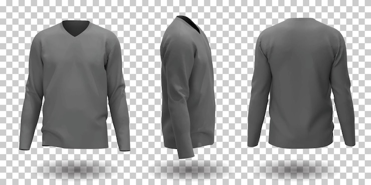 Vector Gratis mockup t-shirt abu-abu lengan panjang