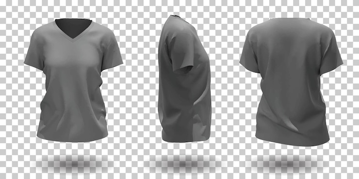 Vector Gratis mockup t-shirt abu-abu lengan pendek wanita