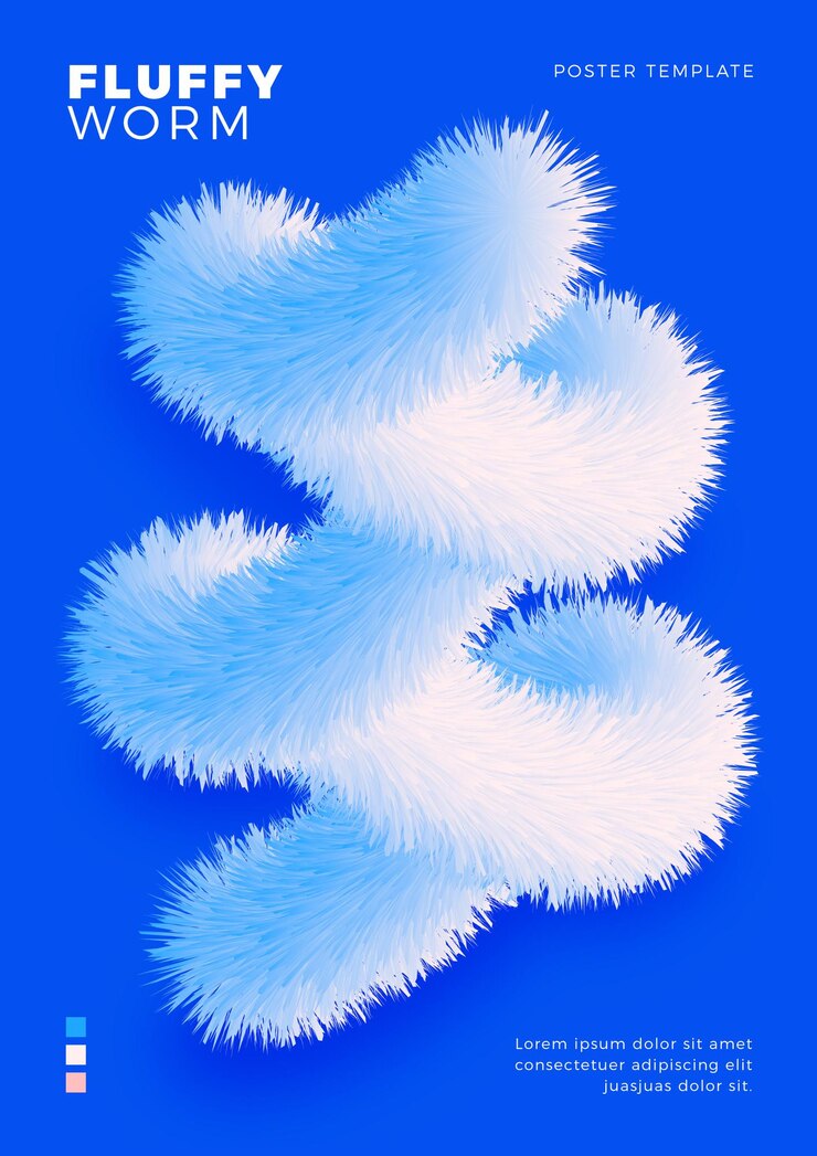 Modern abstract poster template with 3D fluffy wave shape