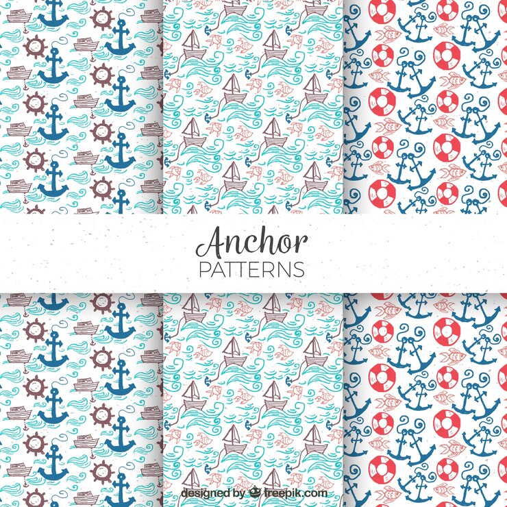 Vector Gratis modern anchor pattern collection