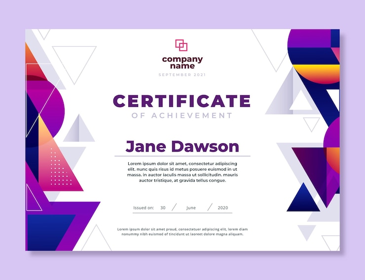 Vector Gratis modern certificate of achievement template