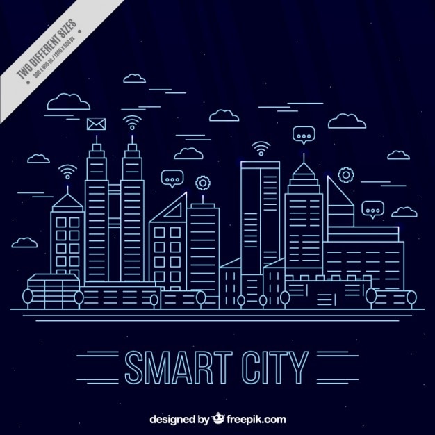 Vector Gratis modern city background in linear style