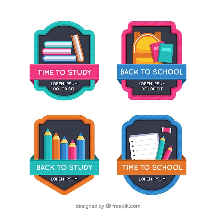 Vector Gratis modern colorful back to school badge collection