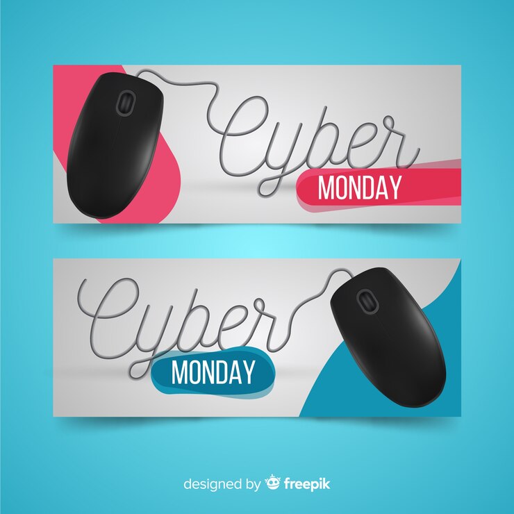 Vector Gratis modern cyber monday banners with realistic design