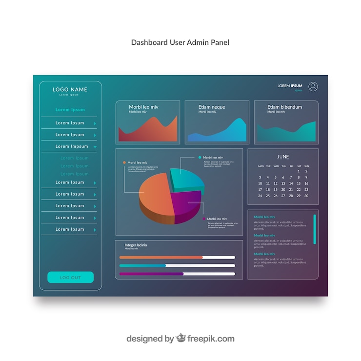 Vector Gratis modern dashboard admin panel with gradient style