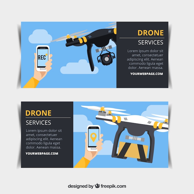 Vector Gratis modern delivery drone banners