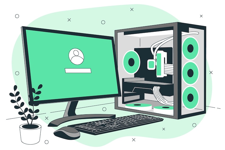 Vector Gratis modern desktop compute concept illustration
