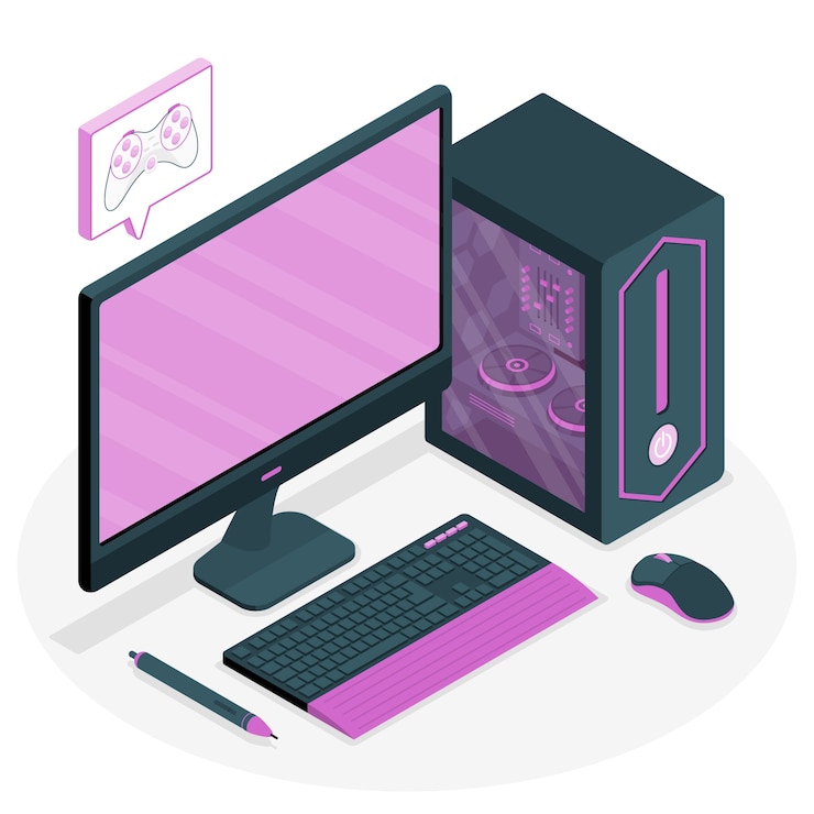 Vector Gratis modern desktop computer concept illustration