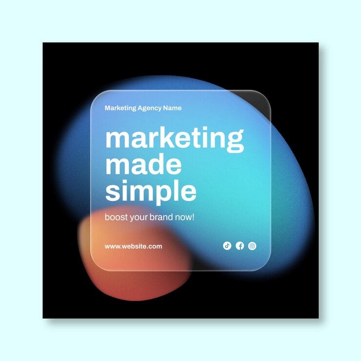 Vector Gratis modern glass marketing agency instagram post template