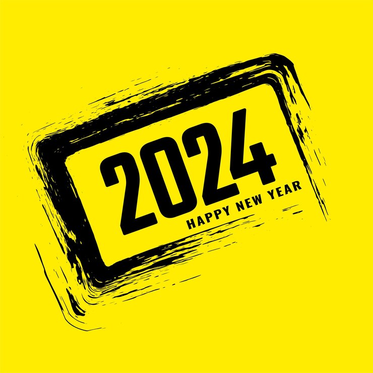 Vector Gratis modern happy new year 2024 decorative grunge frame background design vector