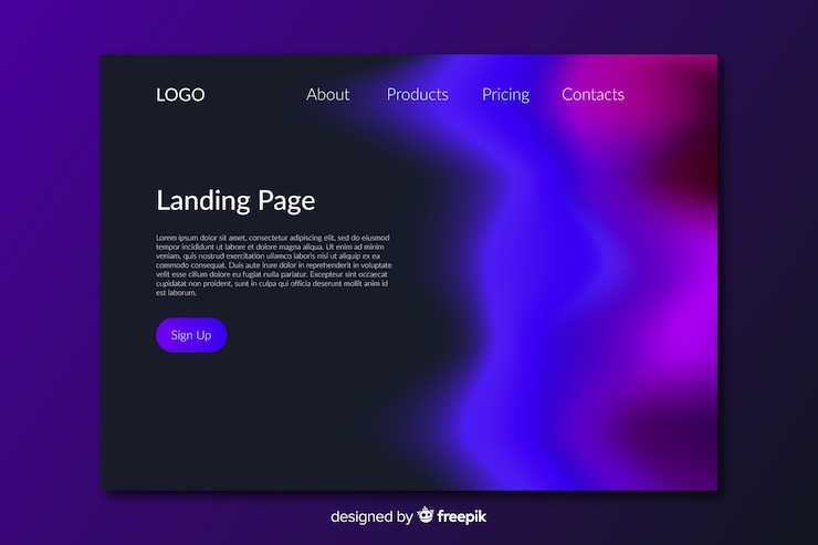 Vector Gratis modern landing page with northern lights