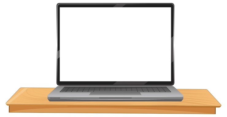 Vector Gratis modern laptop on wooden desk