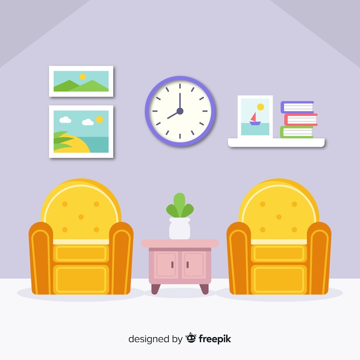 Vector Gratis modern living room interior design with flat design