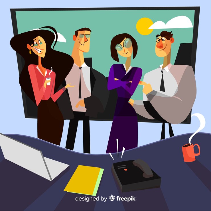 Vector Gratis modern office people composition with flat design