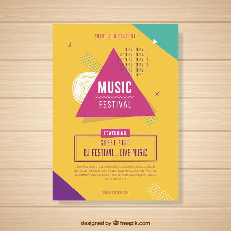 Vector Gratis modern party poster template with geometric shapes