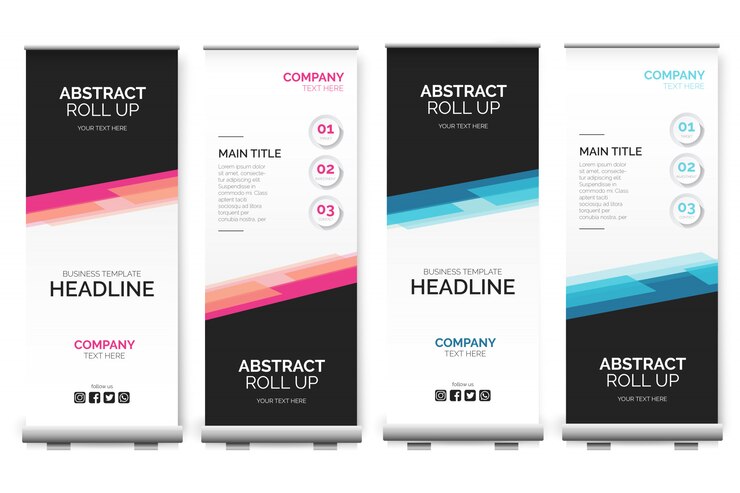 Vector Gratis modern roll up banner with abstract shapes