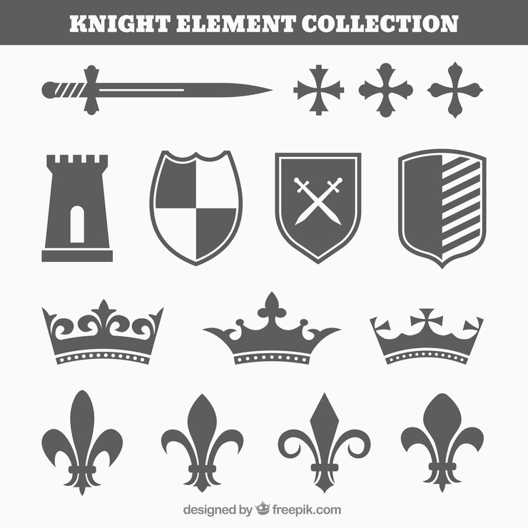 Vector Gratis modern set of knight elements
