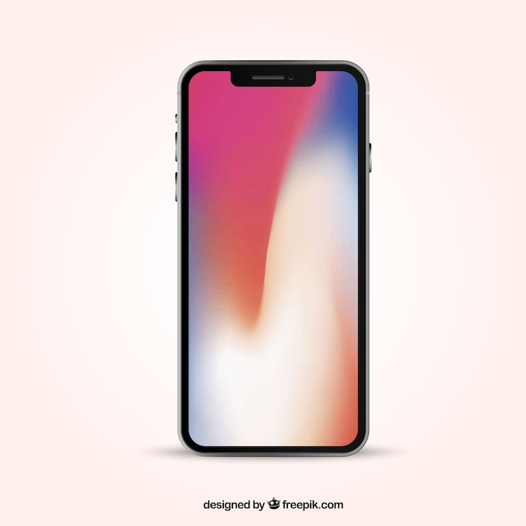 Vector Gratis modern smartphone with colorful shiny screen