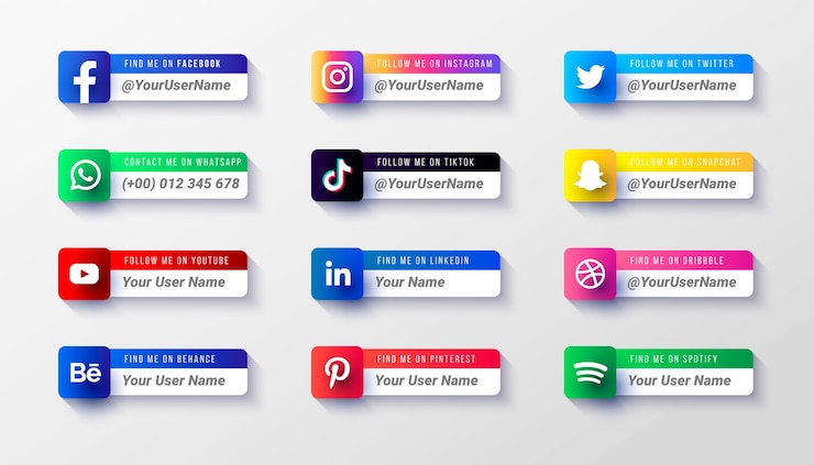 Vector Gratis modern social media lower third icons collection template